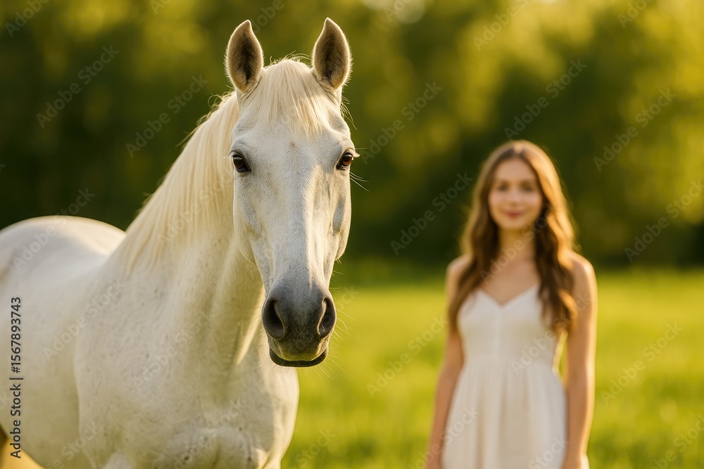 Obraz premium Equine artwork featuring a young girl