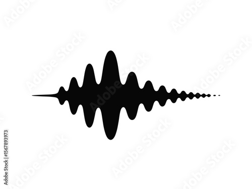 Abstract black sound wave graphic with a decaying amplitude