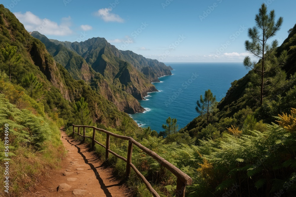 Fototapeta premium Stunning scenic views captured during a trek on a volcanic island