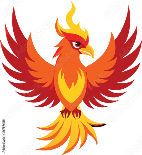 Orange Phoenix Bird Vector