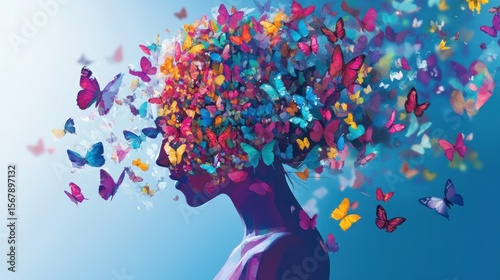 Colorful butterfly head portrait