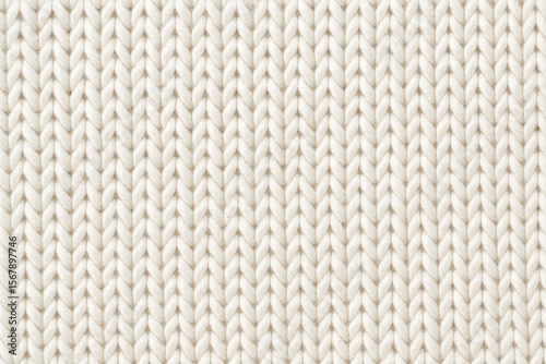 Detailed view of a soft, white knitted wool fabric with a natural texture background