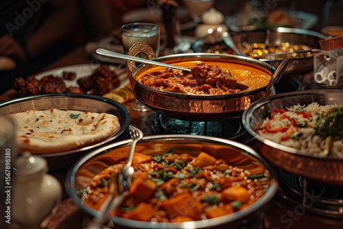 Sharp Image of Indian Food on a Table with Delicious Authentic Dishes