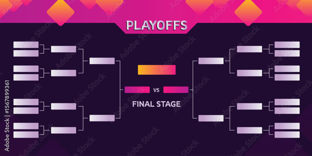 Naklejka premium A modern and sleek tournament bracket template designed for an 8-team single-elimination playoff
