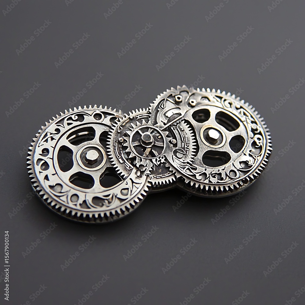 Obraz premium Detailed metal gears interlocked design