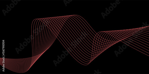 Abstract red light fast speed curve dynamic motion on black background vector illustration.