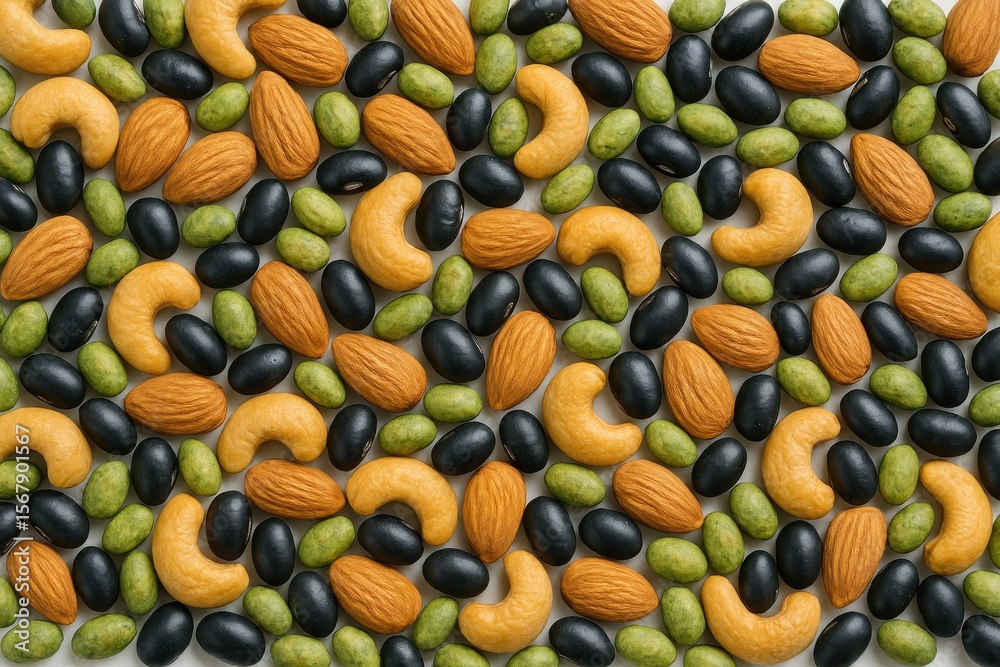 Fototapeta premium Mixed Roasted and Baked Nuts with Soybeans and Legumes for a Healthy Snack