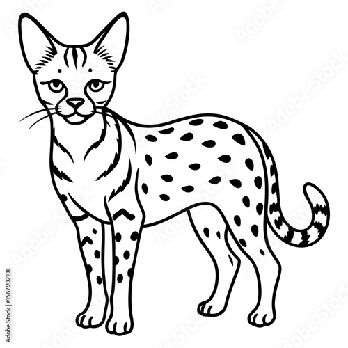 White Serval Line Art