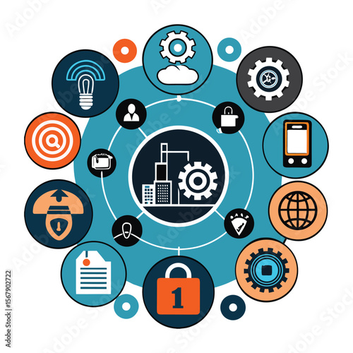 Technology Icon Set – Industry 4.0 and Future Factory Concepts