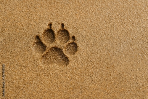 Textured paw print of a dog on a damp surface