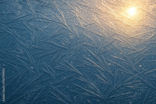 Ice surface textures and patterns on a winter pond during Christmas Eve