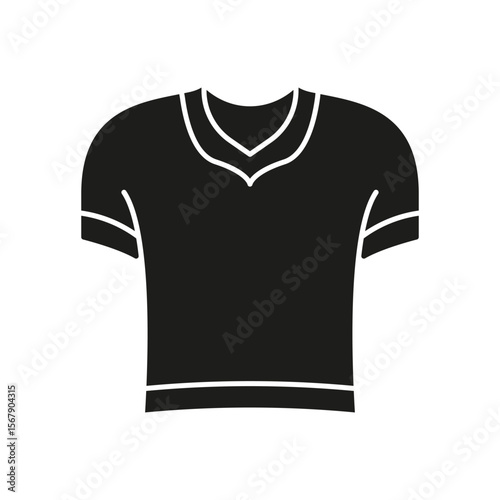 T-Shirt Solid Icon. Casual Clothing, Fashion Apparel, And Wardrobe Essentials Silhouette Symbol. Comfortable Everyday Wear. Isolated Vector Illustration