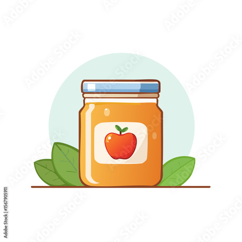 Jar of Apple Sauce Isolated on a Transparent Background 