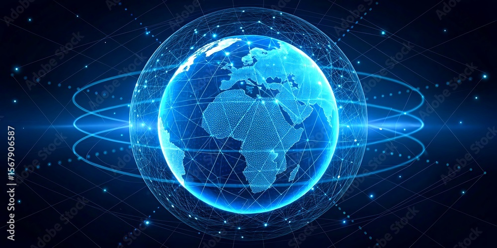 Obraz premium Global network technology digital world connection concept