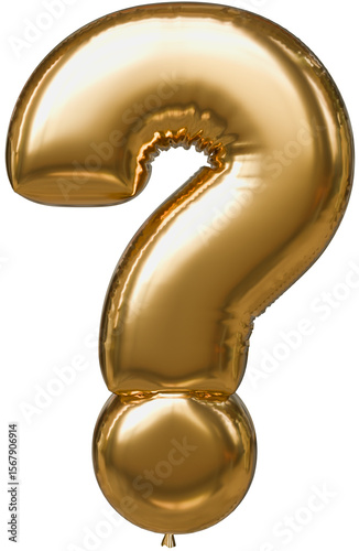 Golden question mark balloon. Business support concept. Questions, doubts and causes.