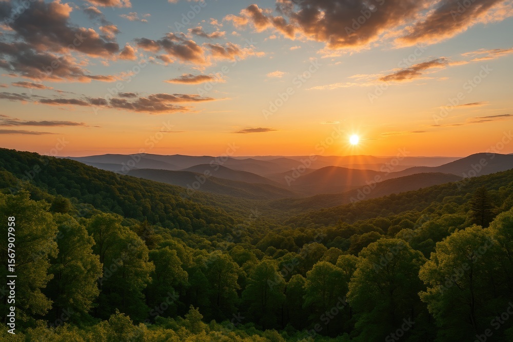 Obraz premium Sunset outlook from a scenic spot