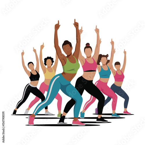 group of people doing fitness exercise