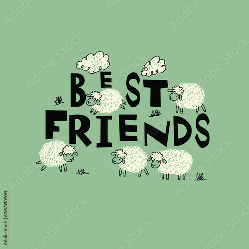 cute sheep vector best friends
