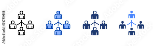 Organization Chart icon set multiple style collection