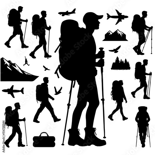hiker Silhouette , hiker vector
