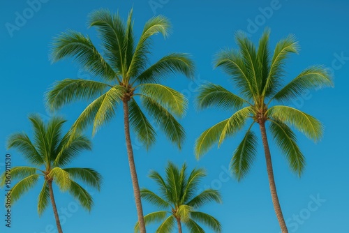 Lush Green Palms Against a Clear Blue Sky