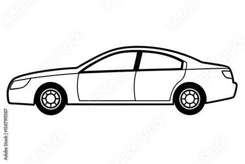 Red luxury sport sedan vector illustration isolated on white