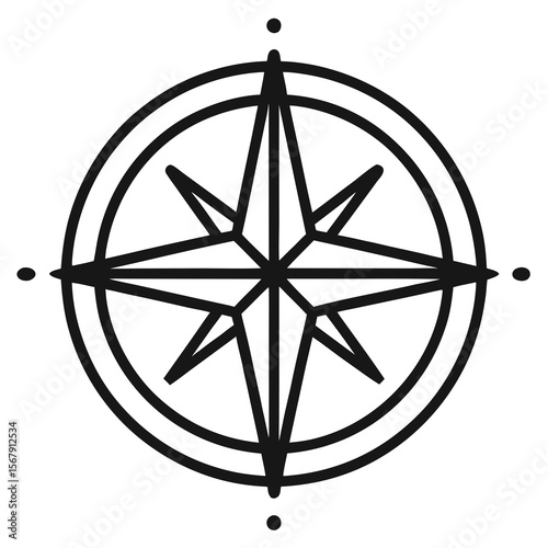 Simple Compass Rose Icon Navigation, Direction, Exploration, Travel, Guidance
