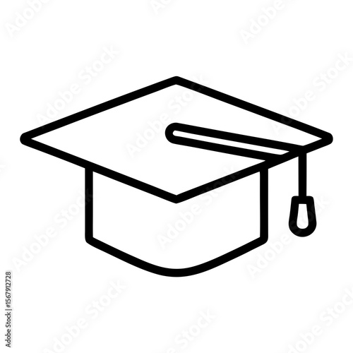 Graduation Cap Icon  Simple Line Art Illustration for Education Designs