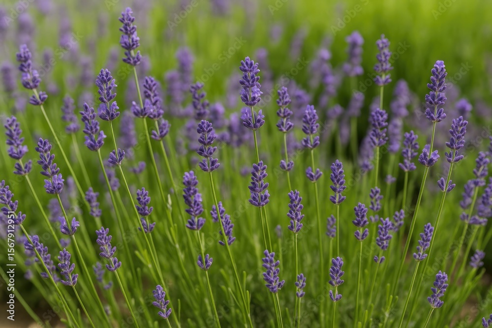 Naklejka premium Close-up of lavender blooms in a herb garden