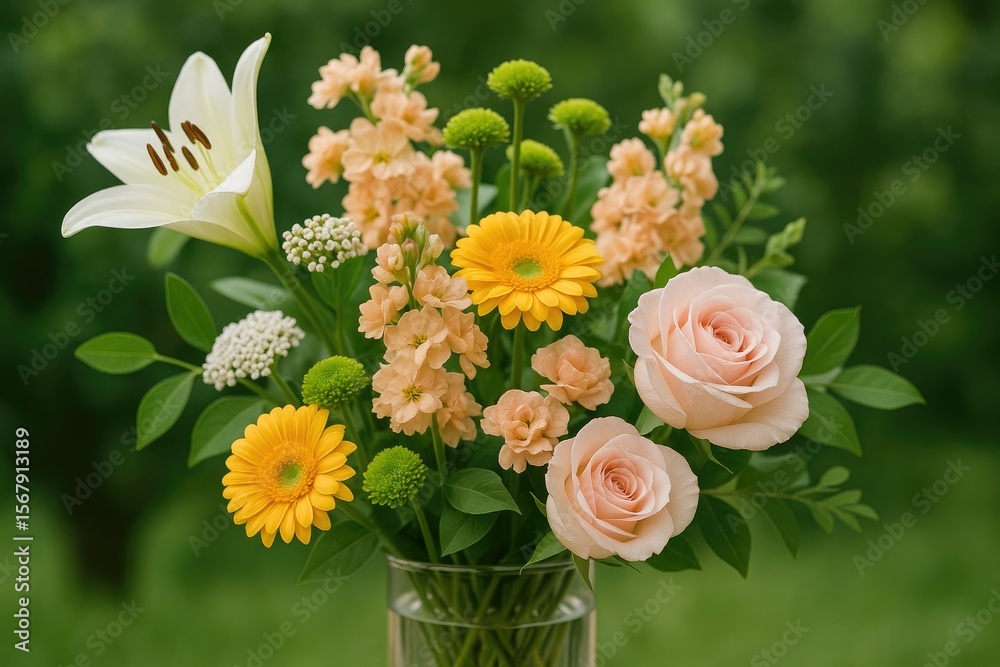 Fototapeta premium Creative floral displays in decorative containers