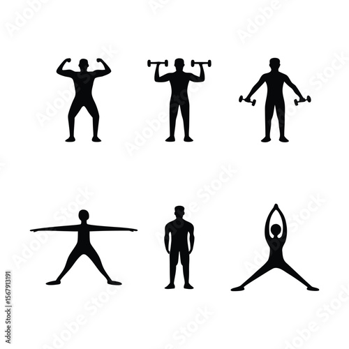 Male Fitness Exercise Silhouette Bundle