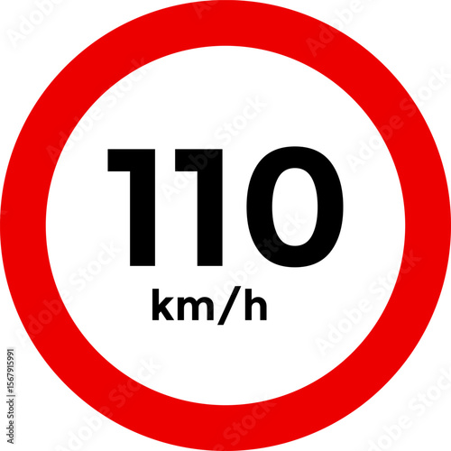 Speed limit sign 110 km h icon. Road signs with speed limit warnings. depicting speed limits ranging. Circular road signs. traffic sign.  the way forward symbol