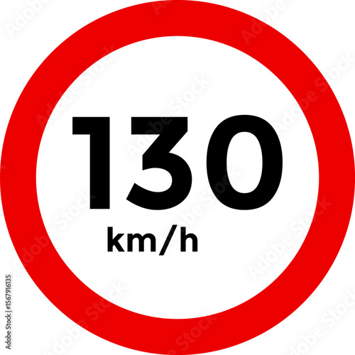 Speed limit sign 130 km h icon. Road signs with speed limit warnings. depicting speed limits ranging. Circular road signs. traffic sign.  the way forward symbol