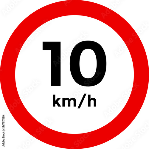 Speed limit sign 10 km h icon. Road signs with speed limit warnings. depicting speed limits ranging. Circular road signs. traffic sign.  the way forward symbol