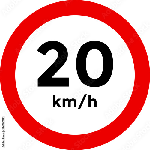 Speed limit sign 20 km h icon.  the way forward symbol. depicting speed limits ranging. Circular road signs.  Road signs with speed limit warnings. traffic sign