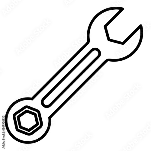 Wrench Silhouette Line Art Illustration