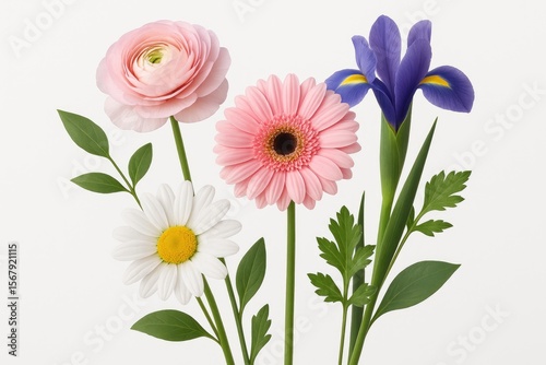 White background showcasing beautiful flowers