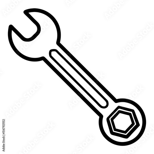 Wrench Silhouette Line Art Illustration
