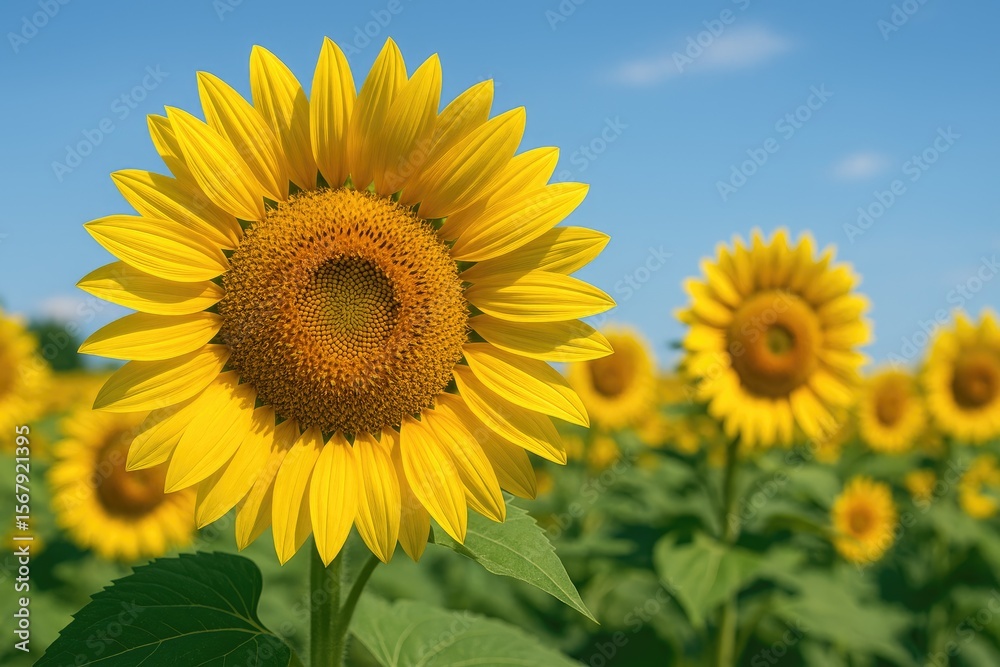 Vivid yellow sunflowers under a clear blue sky in a lush field. Blooming sunflowers on a bright sunny day with a natural backdrop. Detailed close-up of a sunflower with a softly blurred background. Vivid yellow sunflowers under a clear blue sky in a lush field. Blooming sunflowers on a bright sunny day with a natural backdrop. Detailed close-up of a sunflower with a softly blurred background.