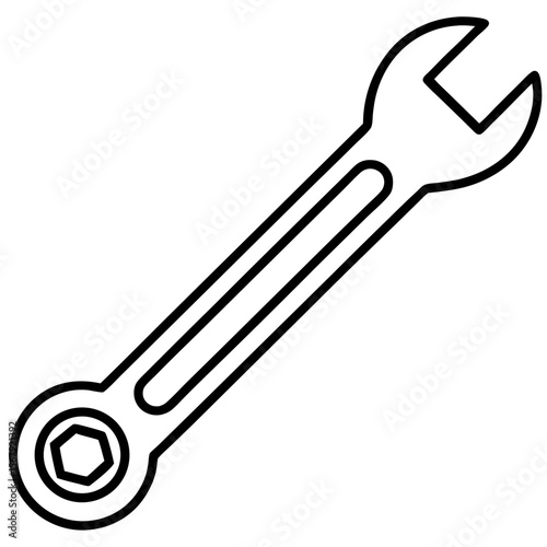 Wrench Silhouette Line Art Illustration
