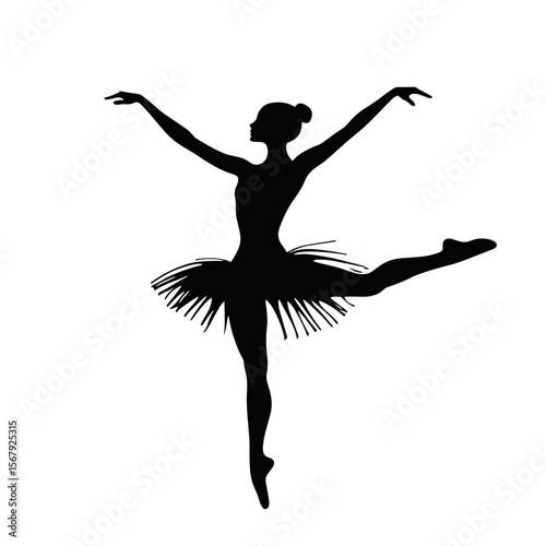 Silhouette of a ballerina in a tutu, showcasing grace and artistry, ideal for dance-themed promotions and events