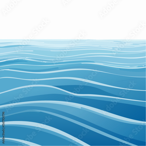 A stylized illustration of ocean waves, showing a series of undulating blue lines.