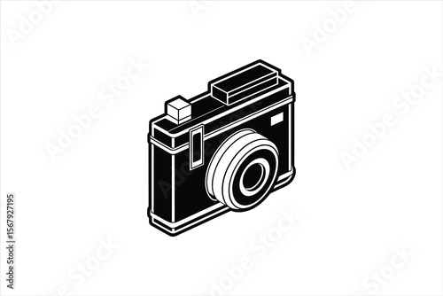 Vintage Camera Icon in Isometric Style
