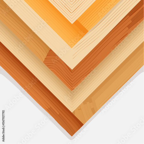 Layered wood planks in various shades of brown and beige, showcasing wood grain patterns.