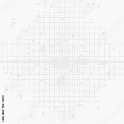 Abstract grayscale grid pattern radiating outwards from a central point, resembling a data visualization or energy burst.