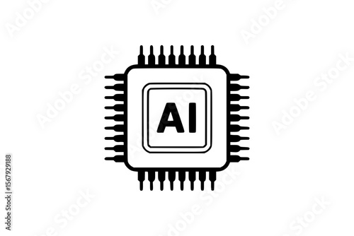 AI Chip – Bold Minimalist Vector Line Art for Apparel and Vinyl Cutting Generative AI

