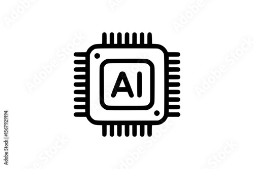 AI Chip – Bold Minimalist Vector Line Art for Apparel and Vinyl Cutting Generative AI

