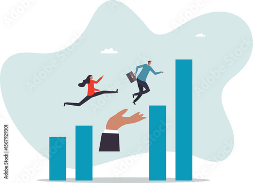 Growth assistance, support or help to success, growing business, career path or leadership helping employee achievement,people concept.