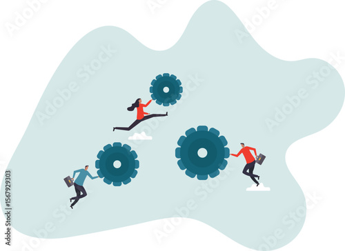 Employee engagement, teamwork collaboration or team strategy working together, partnership, community to help organization success concept,people concept.