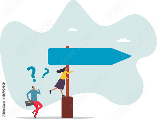 Doubt, unsure or uncertainty, decision to go right way, confusion,people concept.